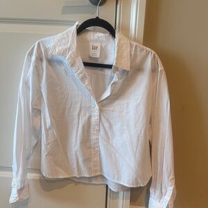 GAP White Cropped Button-Up Shirt Small